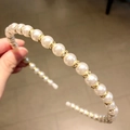 Handmade pearl bead headband with gold spacers and rhinestone accents for women - Pearl with Rhinestone Spacers (Gold)