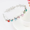 Silver alloy headband with colorful rhinestones, stars and leaf motifs around a white cup - Five-pointed Star-Silver