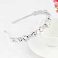 Elegant silver metal headband with sparkling rhinestones and crystal flower details - Style 11-Silver