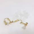 Golden screw earring converter set with clear soft silicone painless comfort pads - Painless Silicone Pad Accessory / Clear White