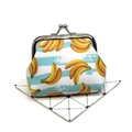 Cute banana print coin purse with classic silver-tone kiss-lock closure for daily use - Blue Stripe Banana (Fruit No.2)