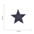 Detail of 5cm navy blue star embroidered patch with white border and dimensions - Black
