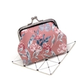Detailed close-up of pink floral coin purse with vintage silver metal clasp closure - Floral No. 3