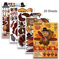 DIY Thanksgiving turkey sticker set with 25 sheets of colorful autumn themed decals - 25 Sheets (Includes Cover) / SY Thanksgiving Set