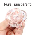 Handheld view of pure transparent glass rose figurine with clear petal texture - Clear Transparent
