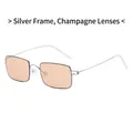Silver metal frame sunglasses with champagne lenses in a lightweight screwless design - Silver Frame Champagne Lens