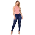 Body rosa sin mangas combinado con vaqueros pitillo azul oscuro con detalles rotos y rotos - S / Azul oscuro