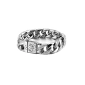 Bracciale cubano da uomo in acciaio argento con strass e chiusura a scatola incisa - Stile Acciaio(KB120788-BD)