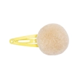 Yellow metal snap clip featuring a soft beige plush pom-pom detail for girls - 1 Piece / Warm Brown