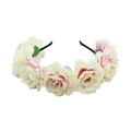 Floral headband with artificial white and pink gradient fabric roses on black frame - Pink
