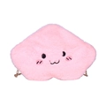 Pink plush cloud-shaped crossbody bag with embroidered smile and gold metal chain - Smiley Face / Pink Smile Face