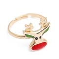 Bague renne de Noël en émail coloré avec anneau doré ajustable pour enfants - Renne (Camel)