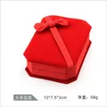Red octagonal velvet pendant gift box with elegant ribbon bow for jewelry display - Large Pendant Box / Red With Red Interior