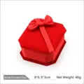 Red octagonal velvet jewelry box for small pendants with a decorative ribbon bow - Small Pendant Box / Red With Red Interior
