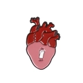 Cartoon anatomische Herz-Emaille-Anstecknadel in Rot und Rosa mit ON/OFF-Schalter-Design - Herz mit Schalter