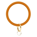 Orange silicone circle keyring bracelet with polished gold metal lobster clasp and ring - Pumpkin Orange