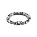 Minimalistisches silbernes Edelstahl-Panzerarmband für Herren mit dekorativem Verschluss - Polierter Glatter Stil / 11mm Stahl