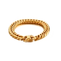 Bracciale da uomo a catena cubana da 11 mm in acciaio inossidabile placcato oro 18K - Stile Lucido Liscio / 11mm Oro