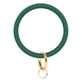 Bracelet porte-clés rond en silicone vert foncé avec fermoir et anneau dorés - Vert Forêt