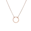 Collar minimalista de acero inoxidable oro rosa con colgante redondo de textura martillada - Oro rosa
