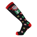 Christmas compression socks with Santa Claus and gift patterns in black and red colors - Christmas Gift Box