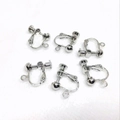 Detailed silver screw earring converter with loop for DIY non-pierced jewelry making - Round Head Screw Clip / White Gold