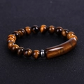 Tiger eye stone beaded bracelet featuring brown gems and polished silver metal spacers - Tiger Eye (SL245A5302)