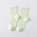 Women's mint green ribbed cotton crew socks with a minimalist mid-calf design - Fruit Green
