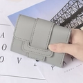 Portafoglio corto minimalista da donna in pelle PU grigia con chiusura a cordoncino moda - Grigio chiaro