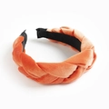 Braided orange velvet headband with thick twist design for women hair accessories - Orange