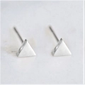 Minimalist silver triangle stud earrings in brushed titanium steel with a sleek finish - Triangle / Steel