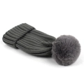 Warm dark grey knitted beanie for children with a matching fluffy pompom decoration - Medium Grey