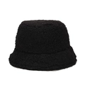 Bob classique en polaire teddy noire pour femmes, chapeau d'hiver chaud et épais - M (56-58cm) / Noir Uni