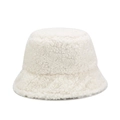 Chapeau bob en peluche sherpa blanche pour femme avec texture douce et coupe ronde - M (56-58cm) / Blanc Uni