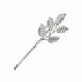 Elegante fermaglio per capelli in metallo argentato a forma di ramo con finitura lucida e brillante - Argento, 5 Foglie