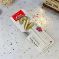 Golden matte number 2 birthday candle for cake toppers with a white mesh star background - Number 2 / Gold