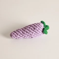 Durable purple hand-woven cotton rope dog toy in carrot shape for pet teeth cleaning - Eggplant