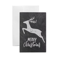Carte de Noël style ardoise vintage avec renne argenté et enveloppe blanche - Cerf