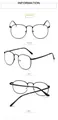 Gafas geométricas de metal negro en vistas frontal, lateral y plegada detallada - Negro