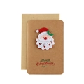 Vintage kraft paper Christmas card with handmade 3D Santa Claus and matching envelope - Santa Claus