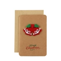 Brown kraft Christmas card with red felt bell design and a matching envelope set - Bell