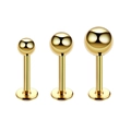 Detailed comparison of three golden stainless steel labret studs in varying ball sizes - 1.2*8*5mm / Gold