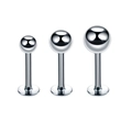 Detailed comparison of three stainless steel labret studs with ball tops in various sizes - 1.2*8*4mm / Steel