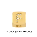 Detailed view of a gold square letter F charm with zircon inlay and back engraving - Gold Letter F Pendant Bead