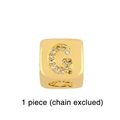 Close-up of gold square charm with micro-paved zircon letter G for red cord bracelet - Gold Letter G Pendant Bead