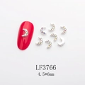 Detail of moon-shaped nail charms with AB rhinestones on silver metal base, 4.5*6mm size - Silver AB Crystal Moon (LF3766)
