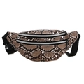 Sac banane pour femme avec motif serpent marron et deux poches zippées pratiques - Kaki