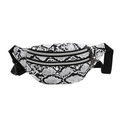 Sac banane pour femme à imprimé serpent avec double fermeture éclair et sangle - Blanc