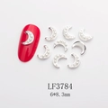 Silver crescent moon nail charms with white pearls for manicure nail art DIY 6x8.3mm - Silver Hollow Pearl Moon (LF3784)