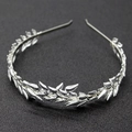 Serre-tête feuilles argentées pour mariée en métal avec un design naturel élégant - Argent (Sans Diamant)